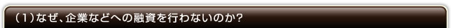 （1）なぜ、企業などへの融資を行わないのか？